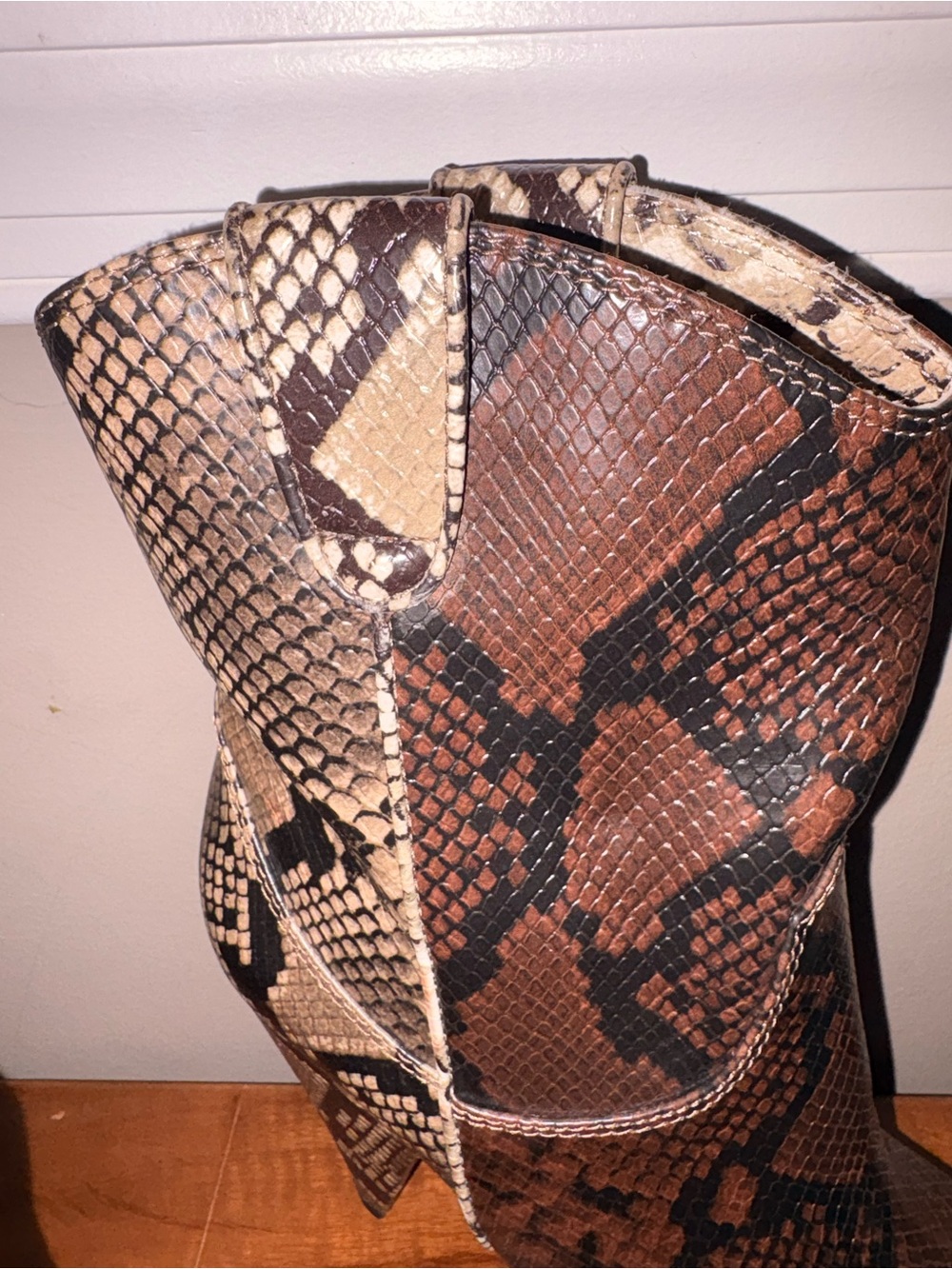 INC International Concepts Women’s Brown Snake-Print Western Boot - Picture 4 of 10